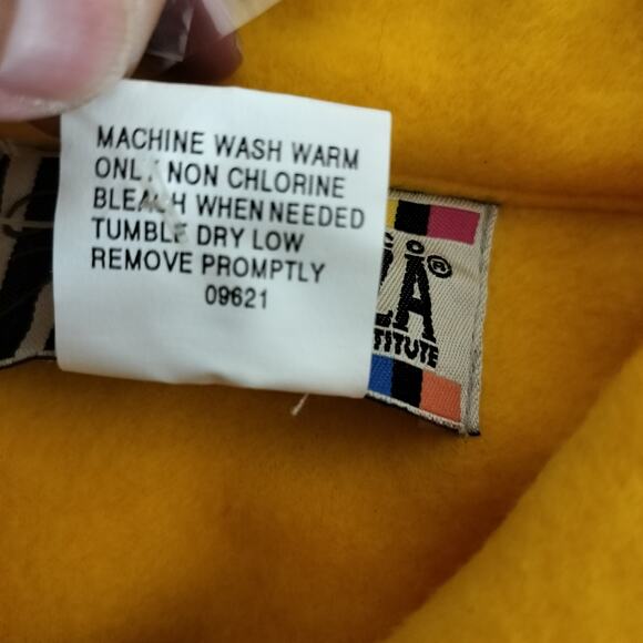 4370)Vintage 90s Authentic Forenza Large Solid Yellow Button Down Fleece Jacket - Picture 9 of 9